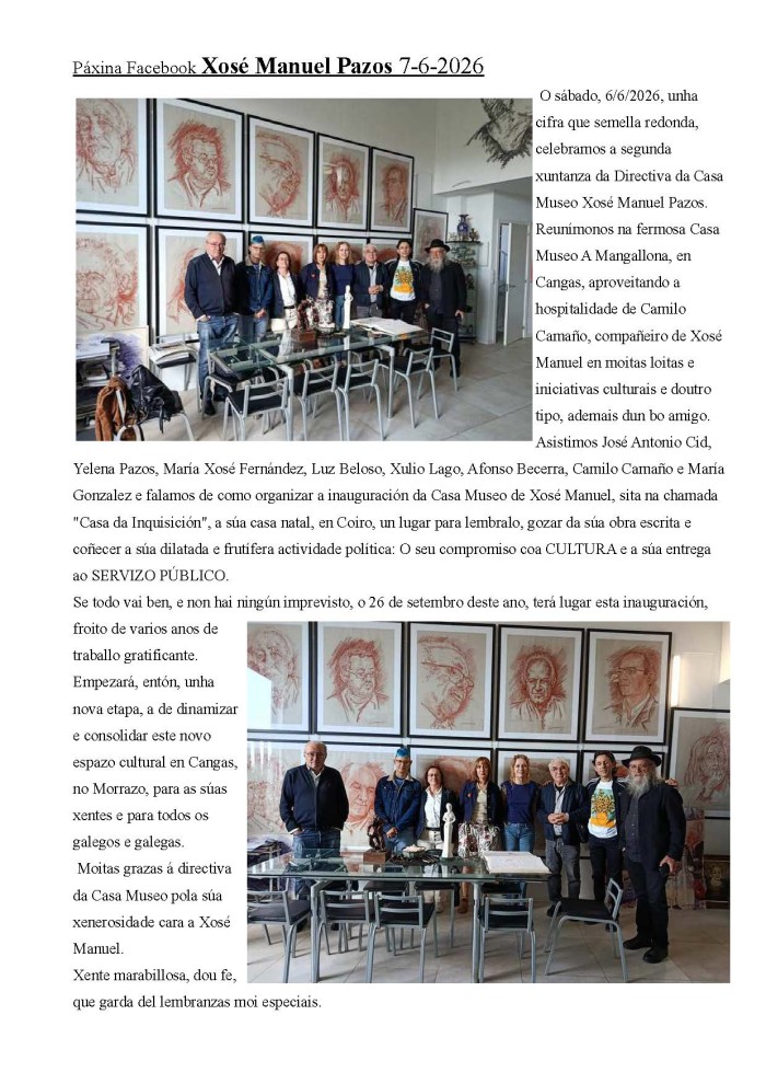Xuntanza da Directiva da Casa Museo Xosé Manuel Pazos